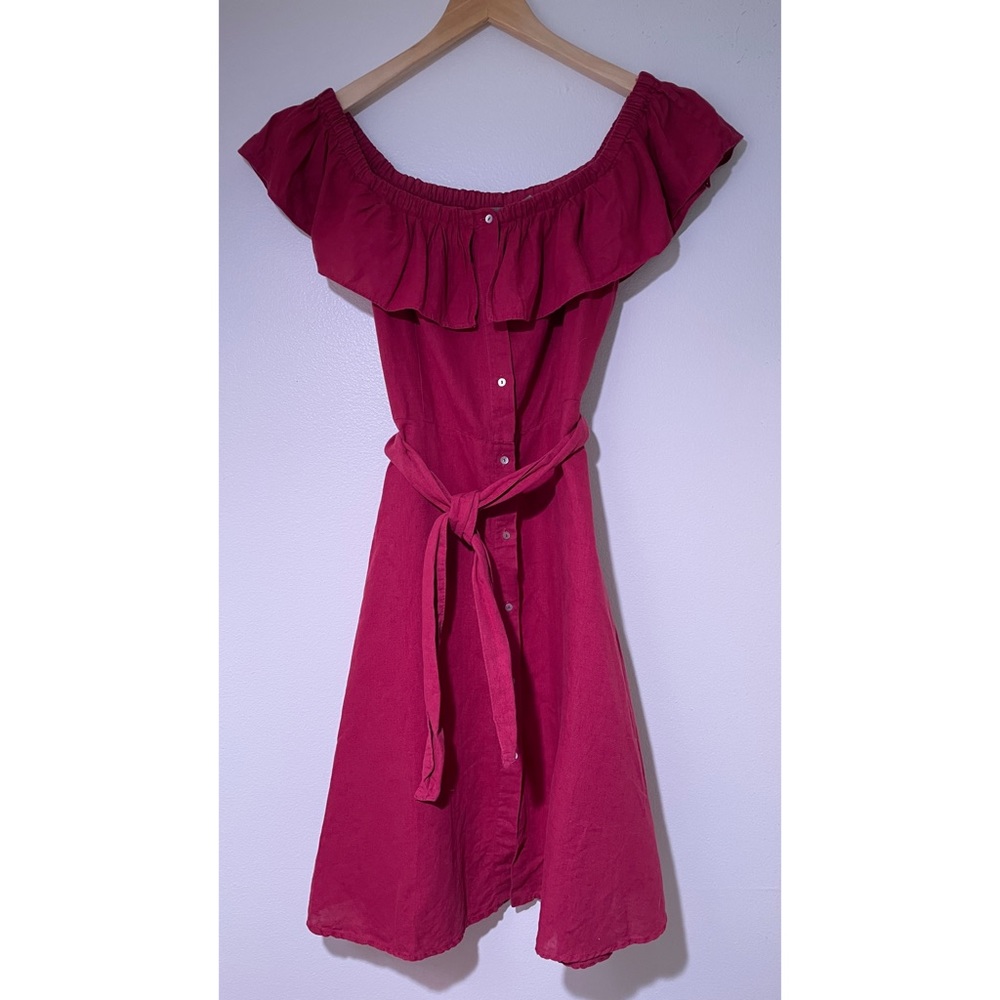 💃🏻 ZARA RUFFLE LINEN BLEND DRESS 💃🏻 - Picture 3 of 9